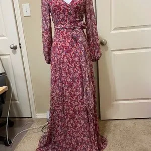 NICHOLAS Dresses Nicholas Womens Red Blossom Silk Wrap Maxi Dress Size 2 Poshmark